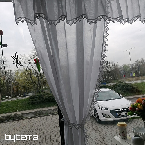 Finished curtain - set: 2 pcs curtains 1 pcs ruffled with lace