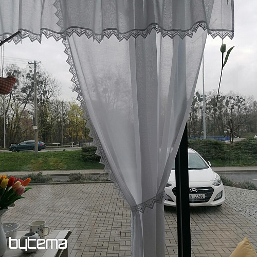 Finished curtain - set: 2 pcs curtains 1 pcs ruffled with lace