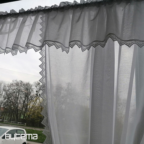 Finished curtain - set: 2 pcs curtains 1 pcs ruffled with lace