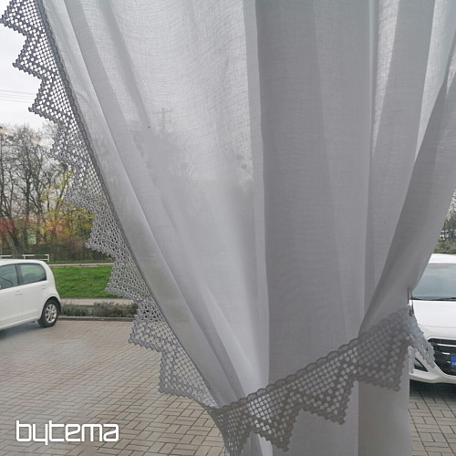 Finished curtain - set: 2 pcs curtains 1 pcs ruffled with lace