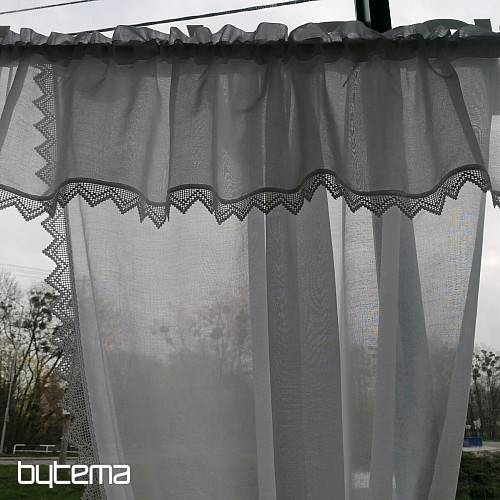 Finished curtain - set: 2 pcs curtains 1 pcs ruffled with lace