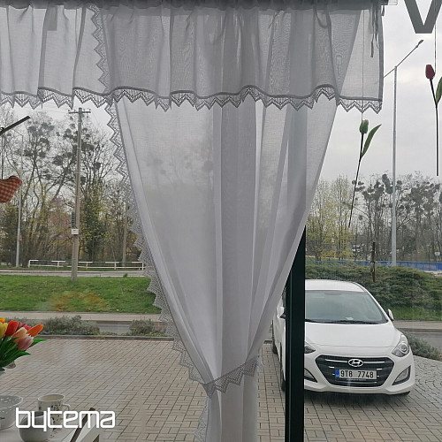 Finished curtain - set: 2 pcs curtains 1 pcs ruffled with lace