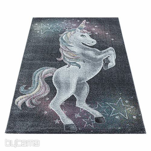 Luxury children's piece rug FUNNY unicorn gray