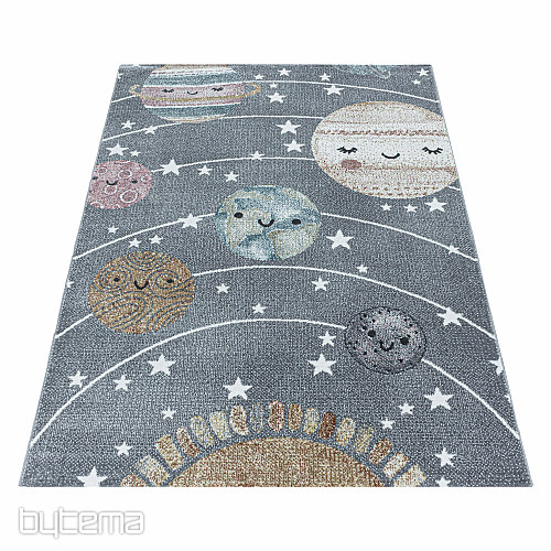 Luxury children's piece rug FUNNY space gray