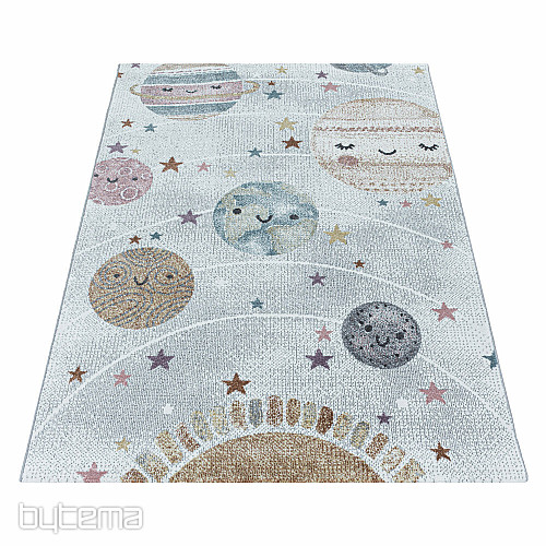 Luxury children's piece rug FUNNY universe white