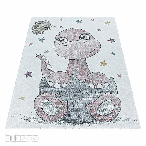 Luxury children&#39;s piece rug FUNNY DINOSAURS PINK
