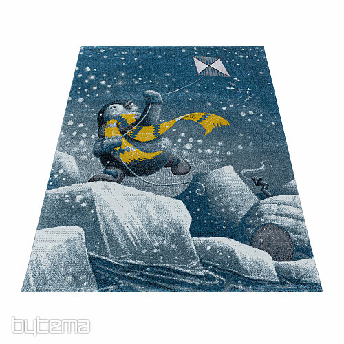 Luxury children&#39;s piece rug FUNNY BLUE PENGUIN