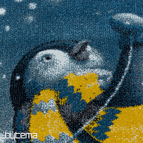 Luxury children&#39;s piece rug FUNNY BLUE PENGUIN