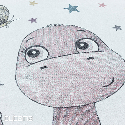Round children's piece rug FUNNY dinosaur pink