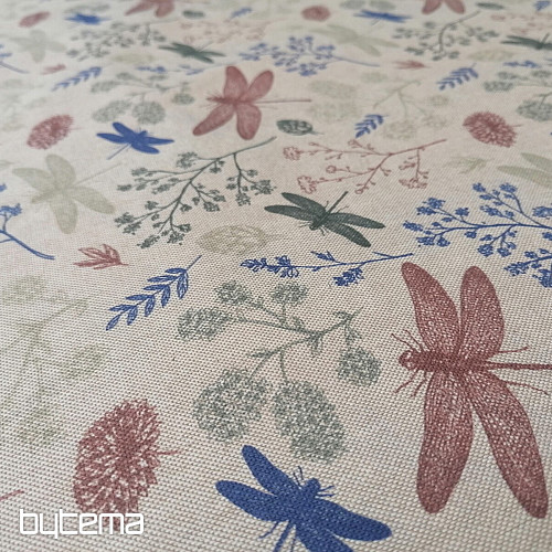 Decorative fabric Gray dragonflies