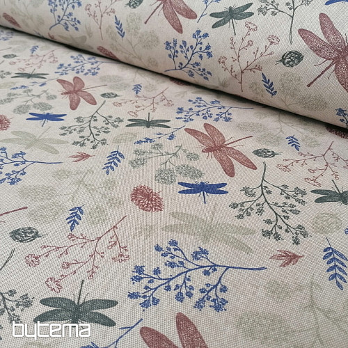 Decorative fabric Gray dragonflies