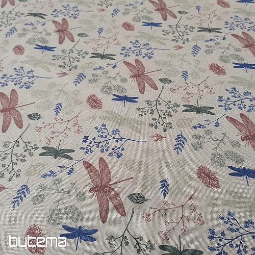 Decorative fabric Gray dragonflies