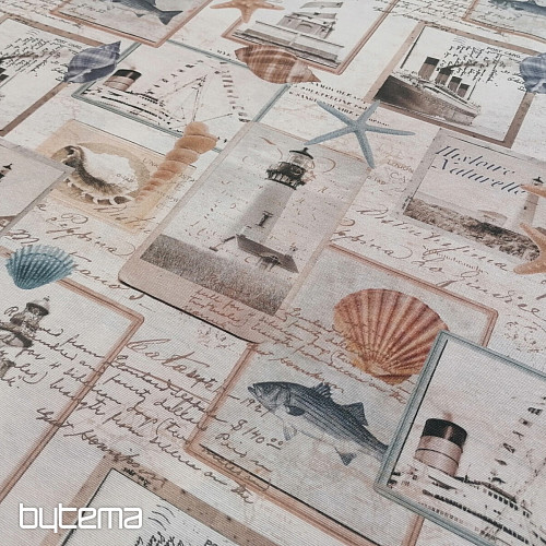Decorative fabric sea postcard