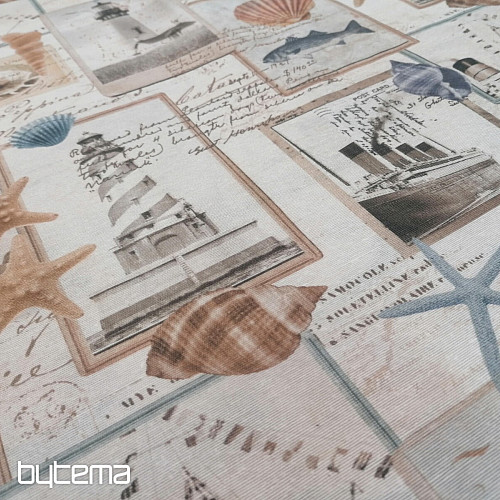 Decorative fabric sea postcard