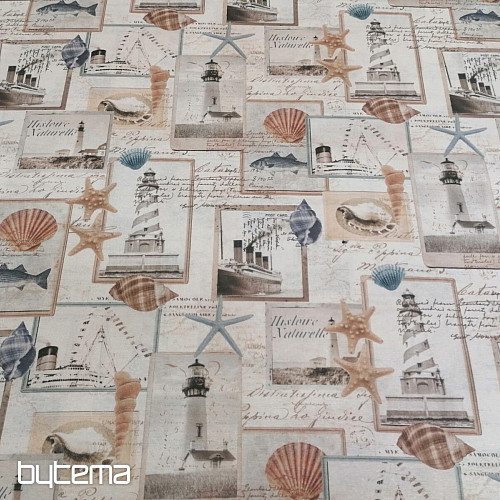 Decorative fabric sea postcard