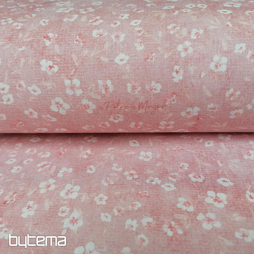 Cotton fabric MONO MINI PINK FLOWER