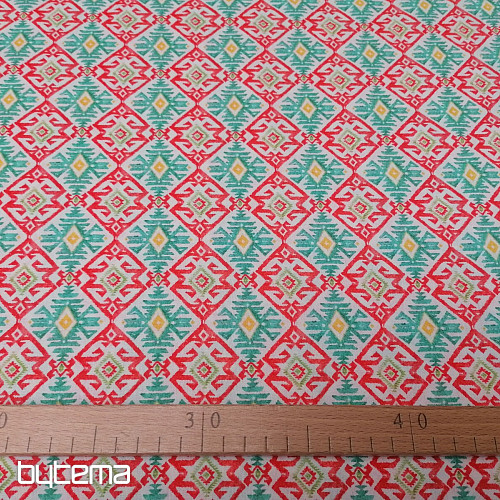 Cotton fabric Rhombuses turquoise