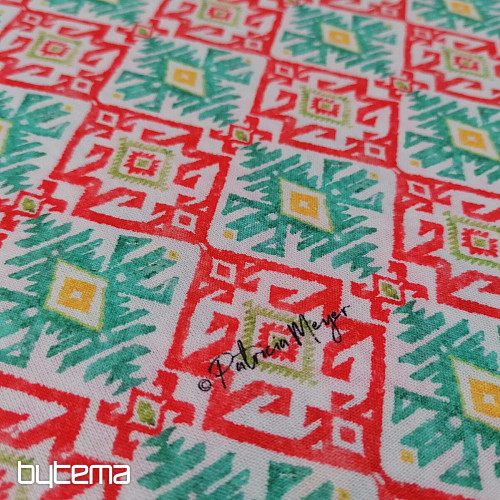 Cotton fabric Rhombuses turquoise