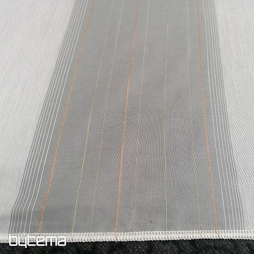 Voile curtain green-copper stripes