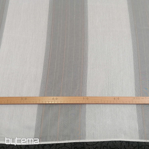 Voile curtain green-copper stripes