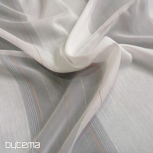 Voile curtain green-copper stripes
