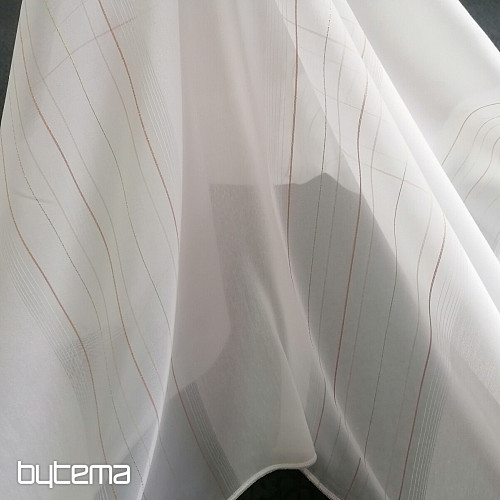 Voile curtain green-copper stripes