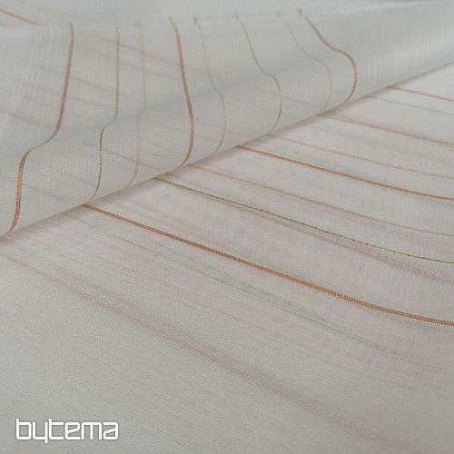 Voile curtain green-copper stripes