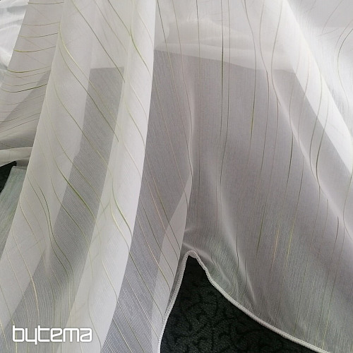 Voile curtain green-beige stripes