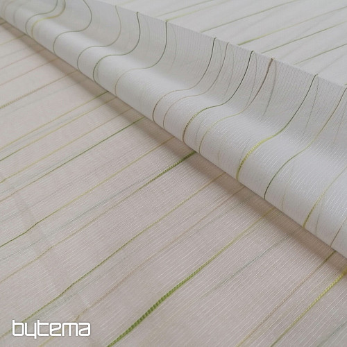 Voile curtain green-beige stripes