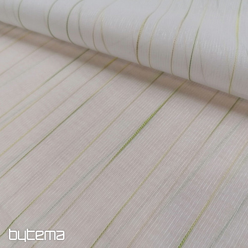 Voile curtain green-beige stripes