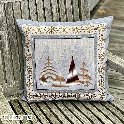 Christmas tapestry cover TREES GRAY-BROWN
