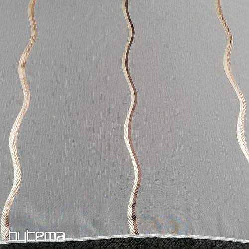 Luxury voile curtain stripes brown-gold