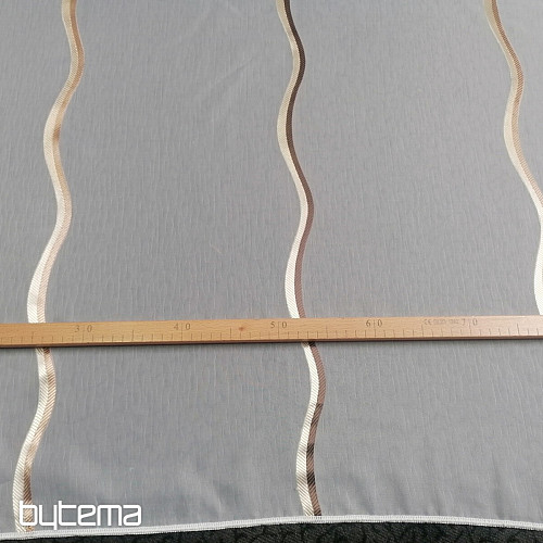 Luxury voile curtain stripes brown-gold