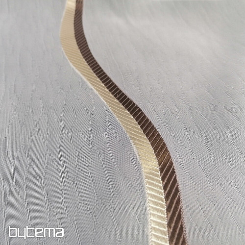 Luxury voile curtain stripes brown-gold