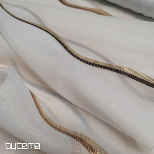 Luxury voile curtain stripes brown-gold