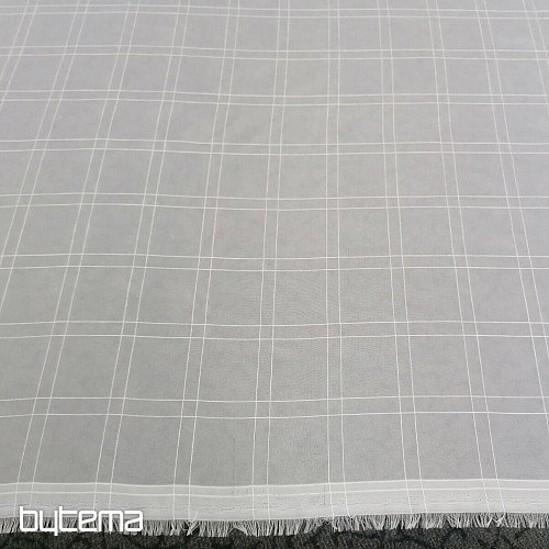 Voile curtain white check with cream thread