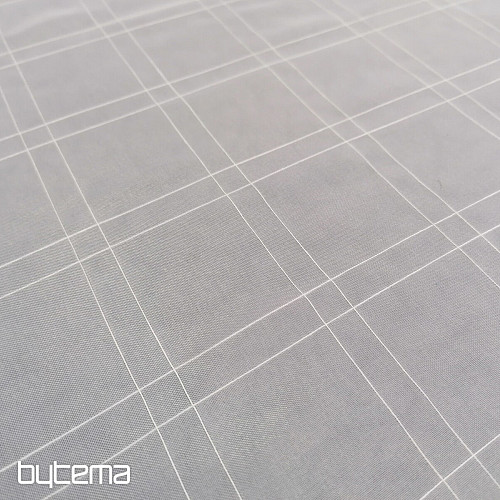 Voile curtain white check with cream thread