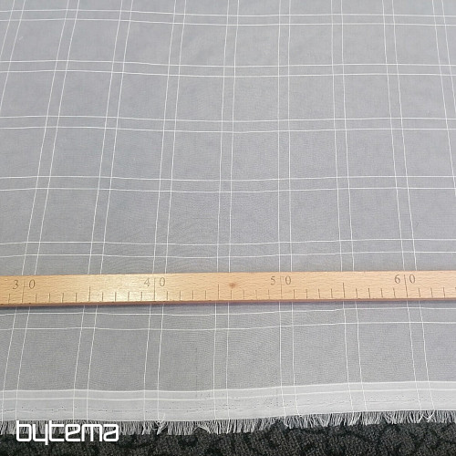 Voile curtain white check with cream thread