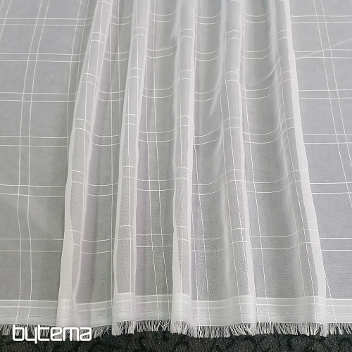 Voile curtain white check with cream thread