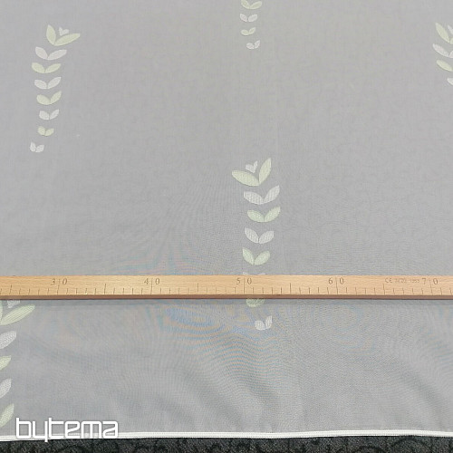 White voile curtain - green leaves 12159