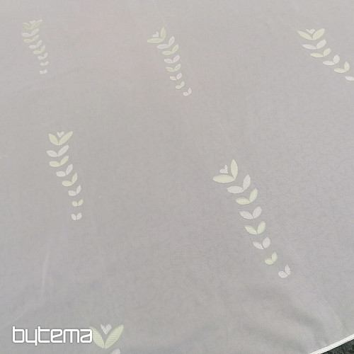 White voile curtain - green leaves 12159
