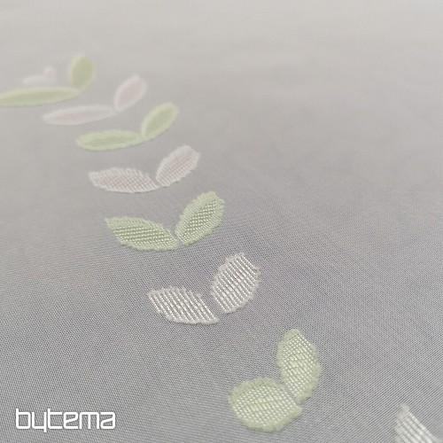 White voile curtain - green leaves 12159
