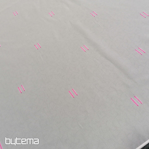 Light cream voal curtain with pink stitched lines