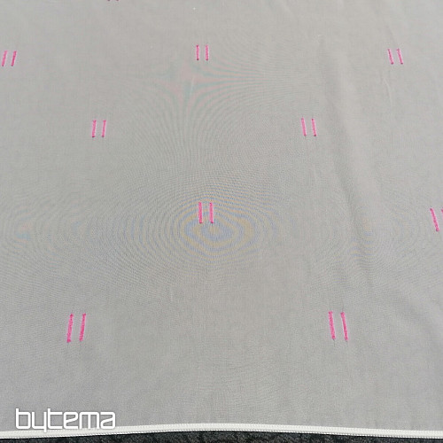 Light cream voal curtain with pink stitched lines