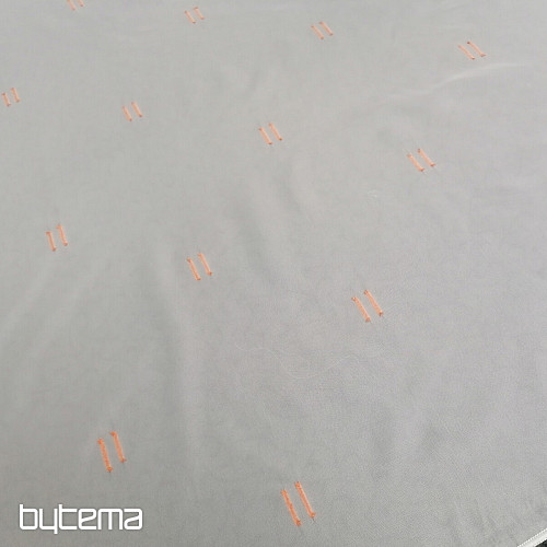 Light cream voal curtain with terracotta sewn lines