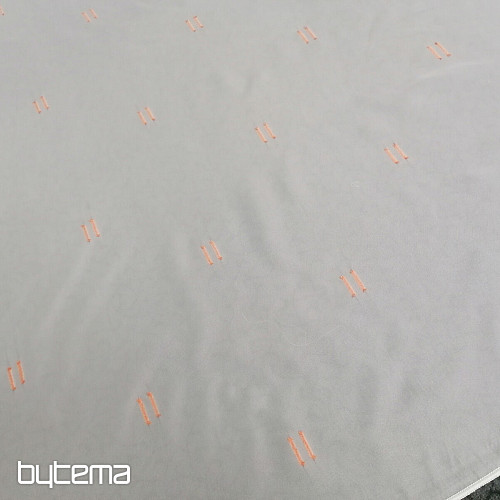 Light cream voal curtain with terracotta sewn lines