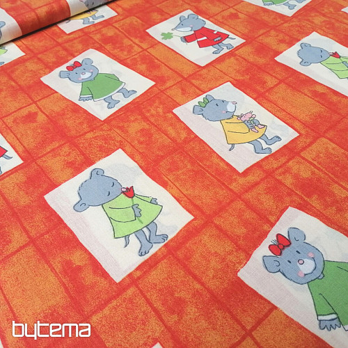 Baby cotton fabric orange - mice