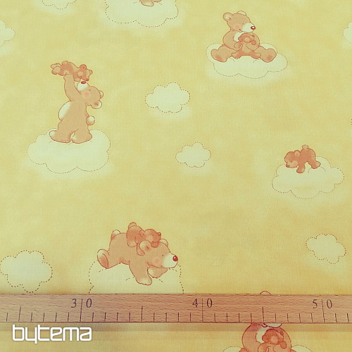 Decorative fabric Teddy bears on a cloud - yellow