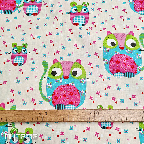 Childrens cotton fabric CAT AND MOUSE
