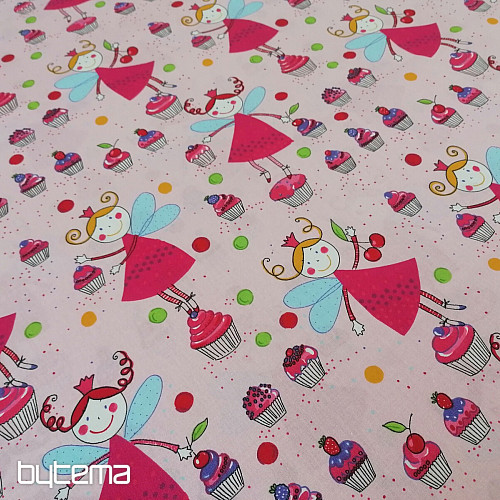 Children cotton fabric SPRITES - pink